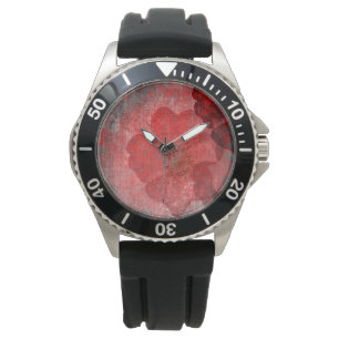 Red Grått Black Grunge Digital Graphic Art Design Armbandsur