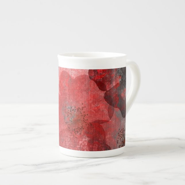Red Grått Black Grunge Digital Graphic Art Design Benporslin Mugg (Framsida höger)