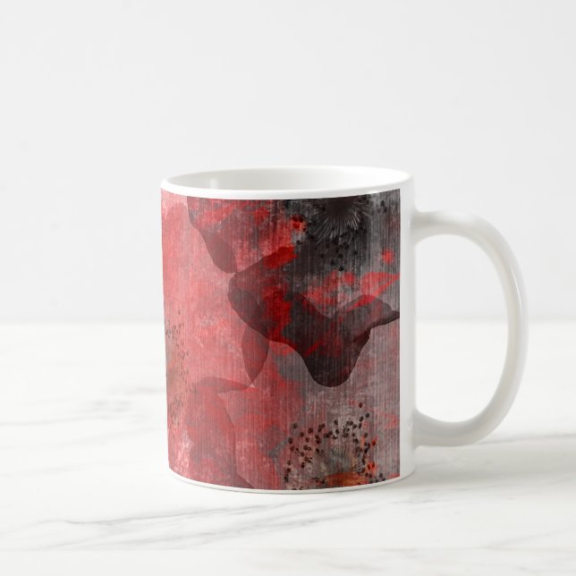 Red Grått Black Grunge Digital Graphic Art Design Kaffemugg (Höger)