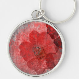 Red Grått Black Grunge Digital Graphic Art Design Rund Silverfärgad Nyckelring