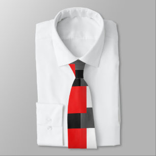 Red Grått Black och White Geometric Färg Block Slips