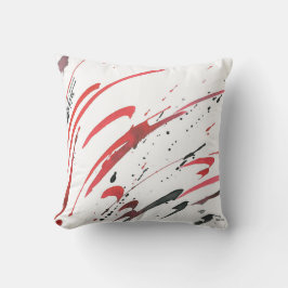 Red Grått Black Watercolor Abstrakt Pillow Kudde