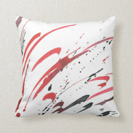 Red Grått Black Watercolor Abstrakt Pillow Kudde