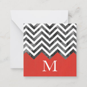 Red Grått Black White Chevron Färg Block Anteckningskort