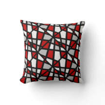 Red Grått Black White Geometric Mönster