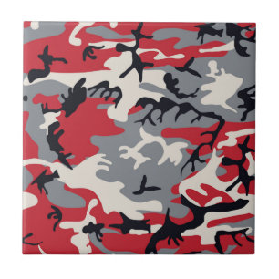 Red Grått Camo Camouflage Mönster Kakelplatta