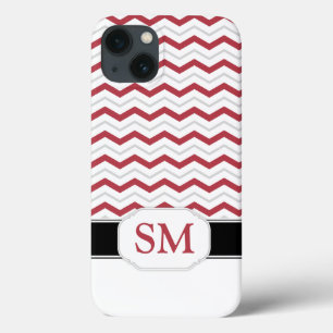 Red & Grått Chevron Monogram iPad 2/3/4 Fodral