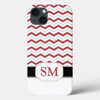 Red & Grått Chevron Monogram iPad 2/3/4 Fodral