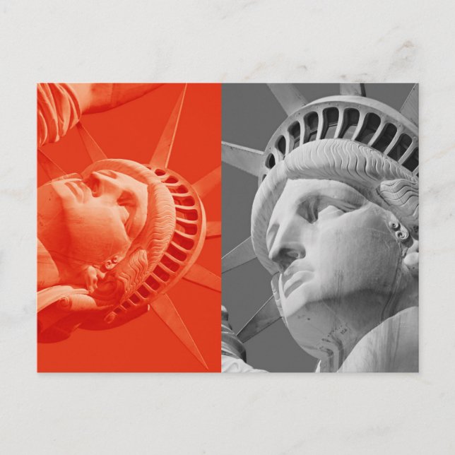 Red Grått Collage Closeup Statue Liberty Postcard Vykort (Framsida)