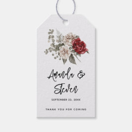 Red Grått & Cream Boho Flower Bouquet Bröllop Presentetikett