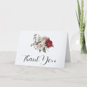 Red Grått & Cream Boho Flower Bouquet Tack Kort