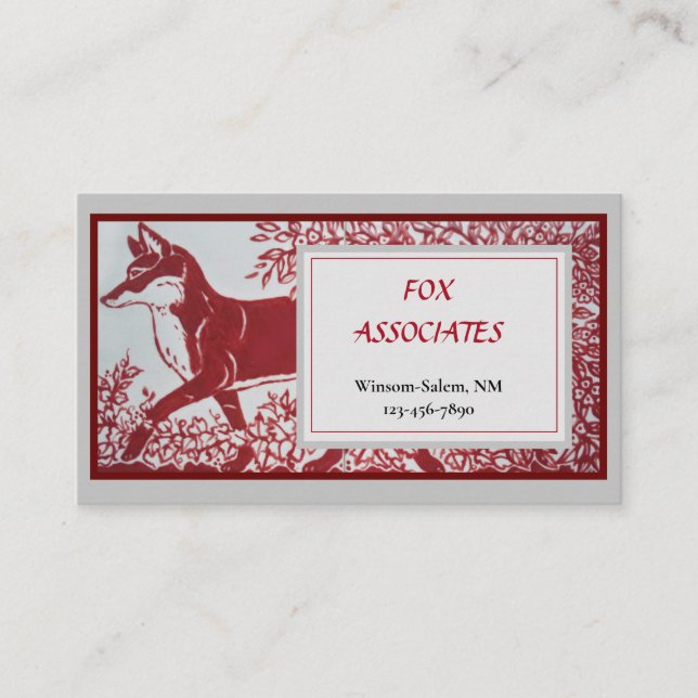 Red Grått Fox Ceramic Tile Design Elegant Animal Visitkort (Framsida)