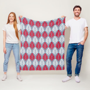 Red Grått Löv Vinge-liknande ludd Geometric Mönste Fleecefilt