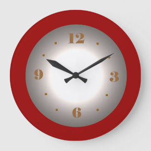 Red Grått med Atmospheric White Center Wall Clock Stor Klocka
