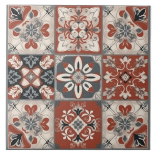 Red & Grått Mediterranean Ceramic Tile Kakelplatta