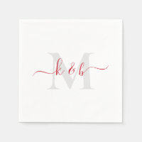 Red & Grått Monogram Swash Script White Cocktail