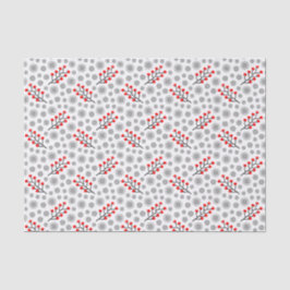 Red Grått Scandinavian Blommönster Tissue Paper
