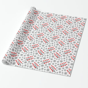 Red Grått Scandinavian Mönster Wrapping Papper Presentpapper