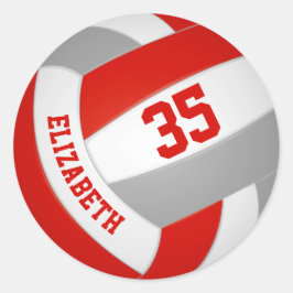 Red grått Team färger Flickpojkar, volleyboll Runt Klistermärke