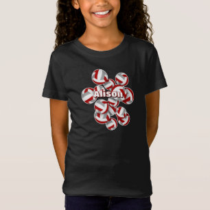 Red grått volleybollar anpassningsbar barn namn t shirt