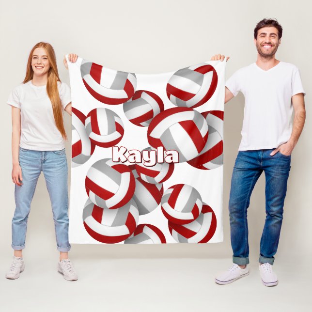 Red grått volleybollar Flickor i sportrumsdekaler Fleecefilt (På plats)