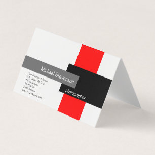 Red Grått White Black Minimalist Modern Plain Visitkort