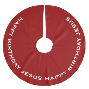 Red Grattis på födelsedagen Jesus Julgransmatta Borstad Polyester