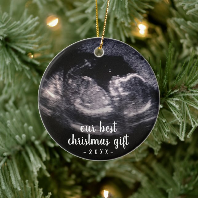 Red Gravid Reveal Ultrasound Photo jul Julgransprydnad Keramik (Träd)