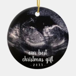 Red Gravid Reveal Ultrasound Photo jul Julgransprydnad Keramik