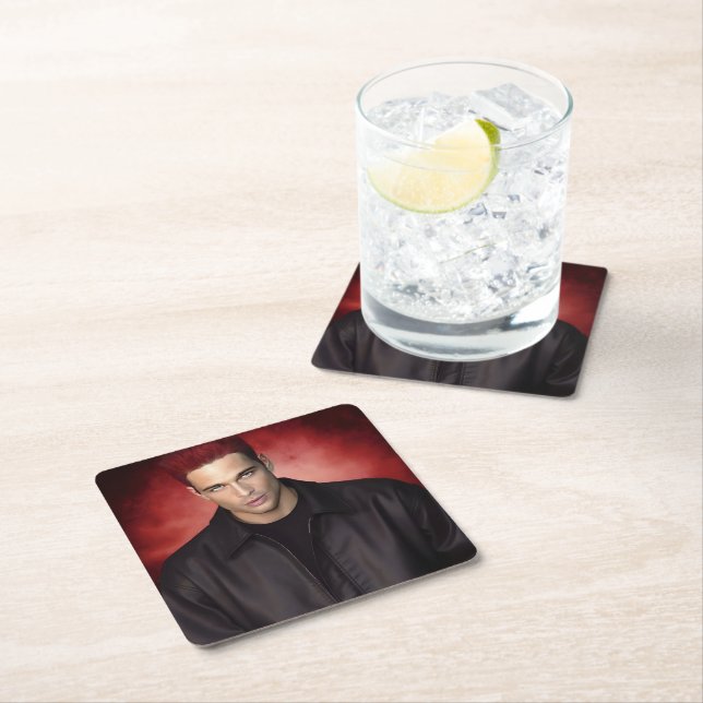 Red Gravity paper coaster Underlägg Papper Kvadrat (Insitu)