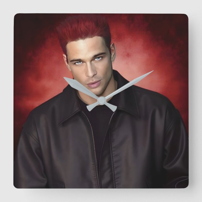 Red Gravity wall clock Fyrkantig Klocka (Framsida)