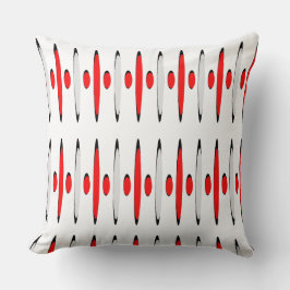 Red Gray Black Retrofuturism Designer Modernist Kudde
