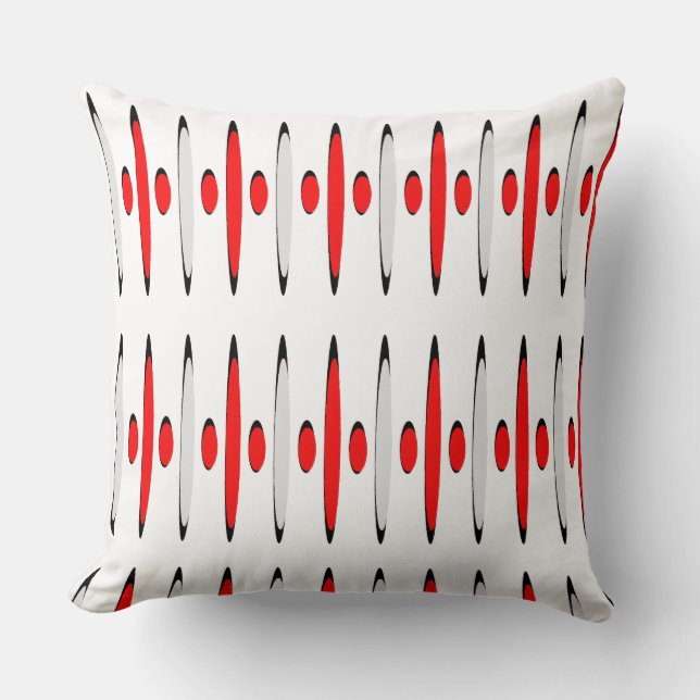 Red Gray Black Retrofuturism Designer Modernist Kudde (Framsida)