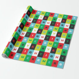 Red Green Black Blue Merry and Bright Checkers Presentpapper