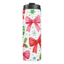 Red & Green Bow Christmas Tumbler – Christmas Gift