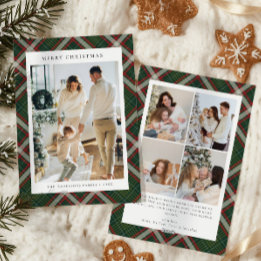 Red Green Buffalo Plaid Photo collage Christmas Julkort