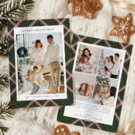 Red Green Buffalo Plaid Photo collage Christmas Julkort