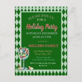 Red & Green Christmas Holiday Party  Vykort