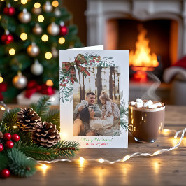 Red Green Christmas Plaid  Photo Holiday Card Inbjudningar