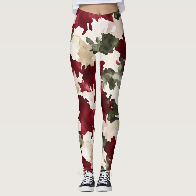 Red Green Cream Camo Leggings (Framsida)