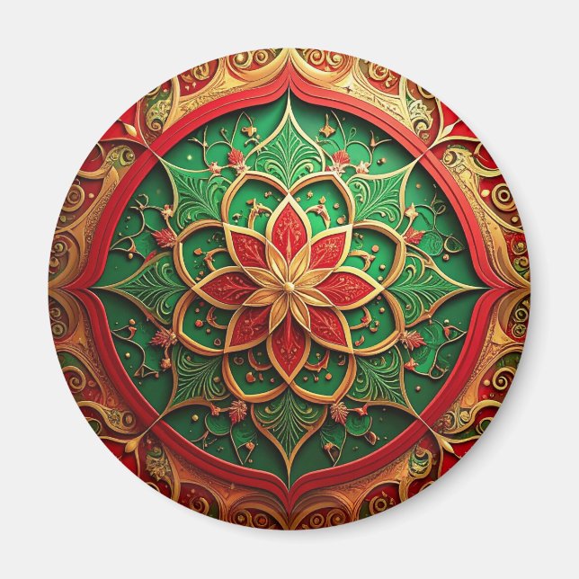 Red Green Decorative Christmas Holiday Magnet (Framsidan)