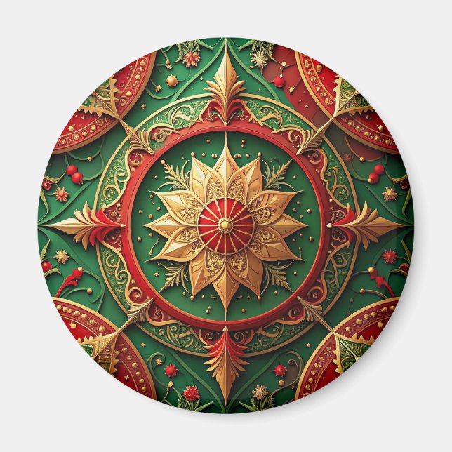 Red Green Decorative Christmas Holiday Magnet (Framsidan)