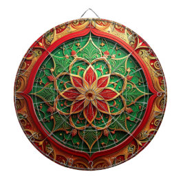 Red Green Decorative Floral Dartboard Darttavla