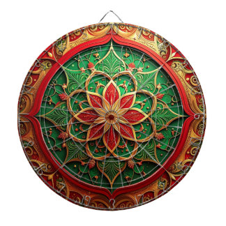 Red Green Decorative Floral Dartboard Darttavla