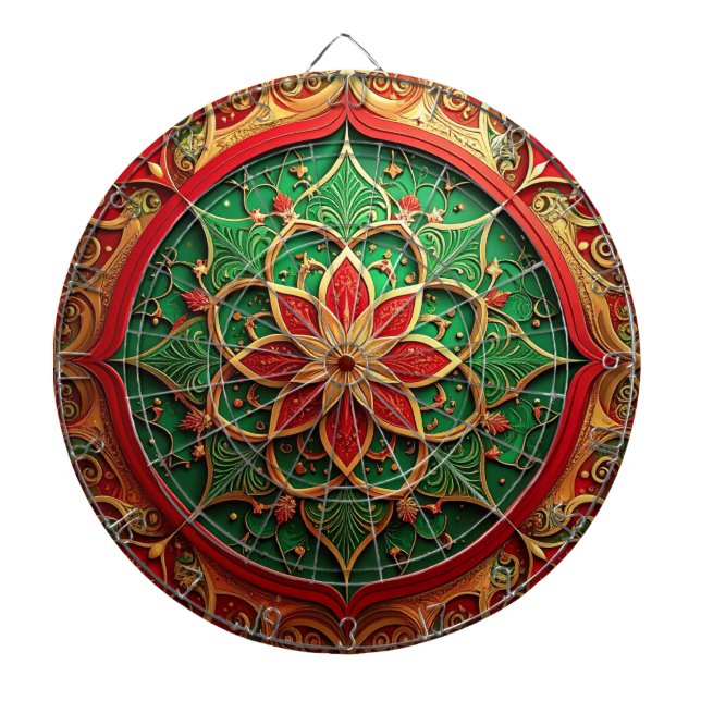 Red Green Decorative Floral Dartboard Darttavla (Framsidan)