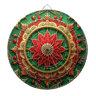 Red Green Decorative Floral Dartboard Darttavla