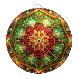 Red Green Decorative Floral Dartboard Darttavla