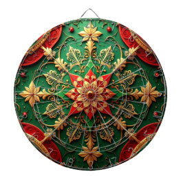 Red Green Decorative Floral Dartboard Darttavla