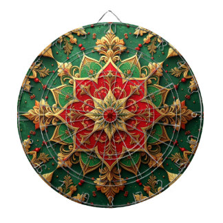 Red Green Decorative Floral Dartboard Darttavla