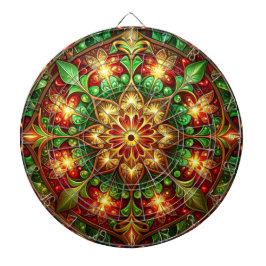 Red Green Decorative Floral Dartboard Darttavla